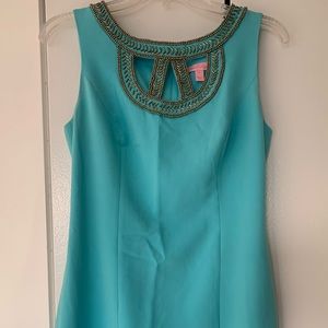 Lilly Pulitzer size 4 Blue and Gold Midi Dress